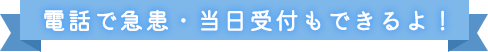 電話で急患・当日受付もできるよ！